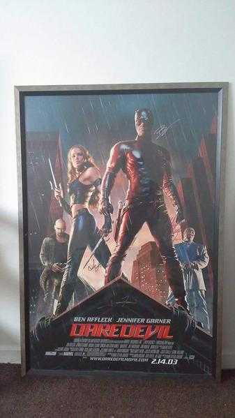 signed daredevil move poster with frame