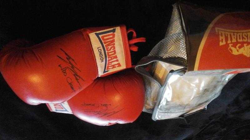 signed pair boxing gloves