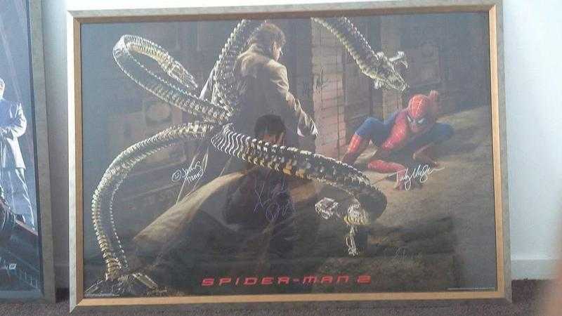 signed spiderman 2 movie art with frame