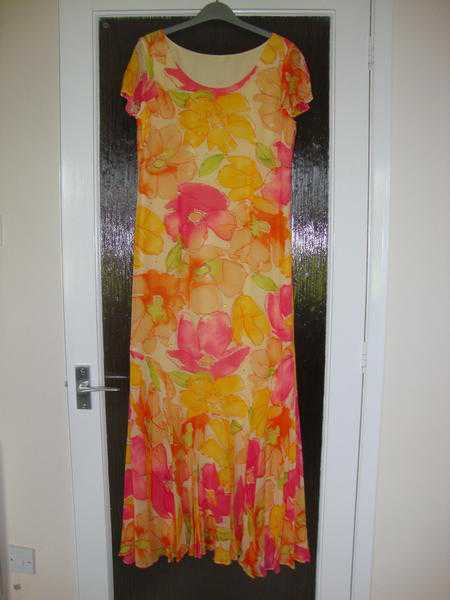 Silk evening dress, full length, fully lined, size 1012