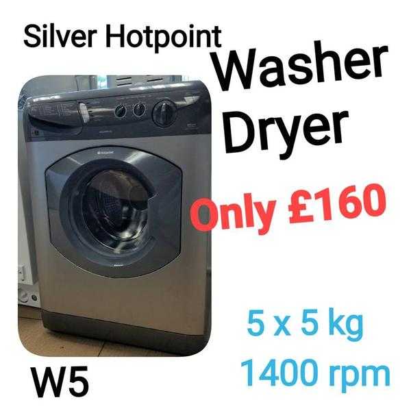 SILVER HOTPOINT WASHER DRYER