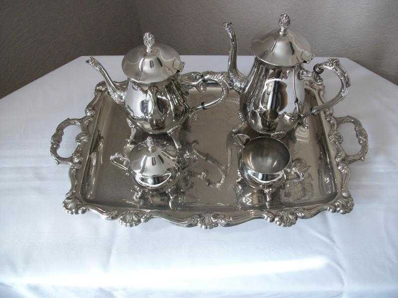 Silver Plated Tea and Coffee Set With Tray - Unused in Original Box - Very Heavy