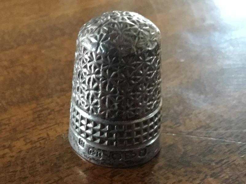 Silver Thimble CH Chester Lion hallmarks