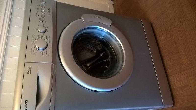 silver washing machine