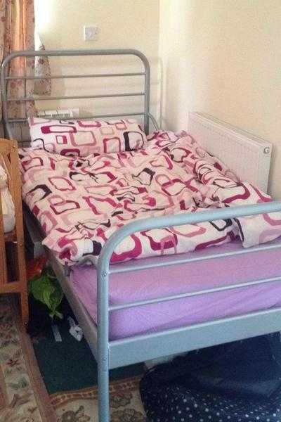 Single bed and mattress