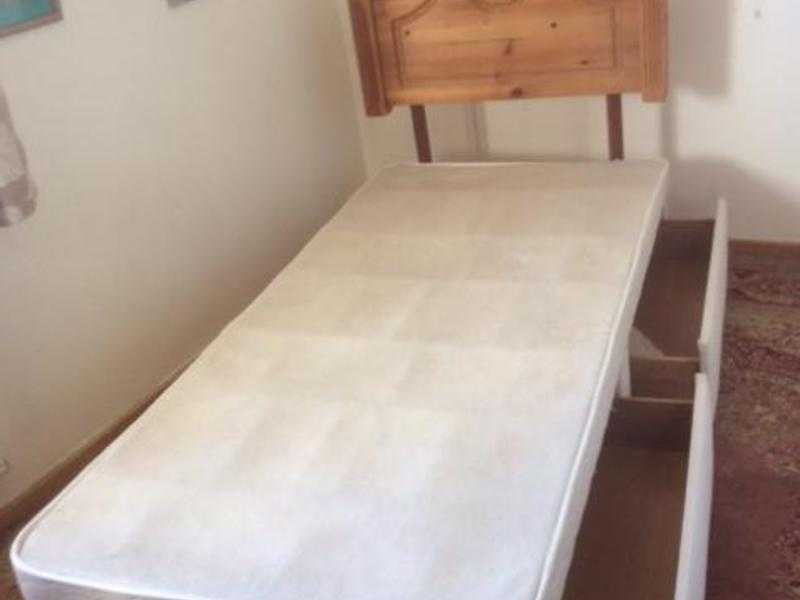 Single Bed Frame with Wooden Headboard