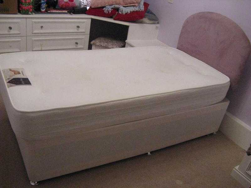 Single divan bed with headboard and mattress