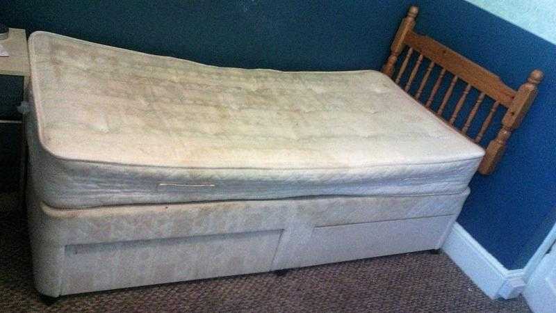 Single divan bed with mattress etc