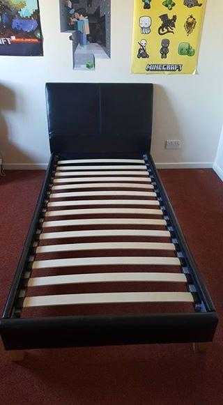 Single Leather Bedstead  Single Memory Foam Mattress  Bedding