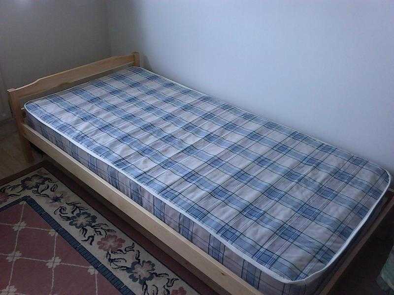 Single pine bedframe and mattress