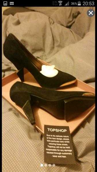 Size 4 Limited edition Topshop STAGGER black leather shoes