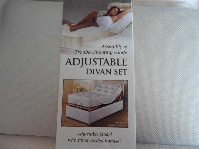 Sleepeezee adjustable divan set, single bed white, with firm buttoned mattress, and pine head board