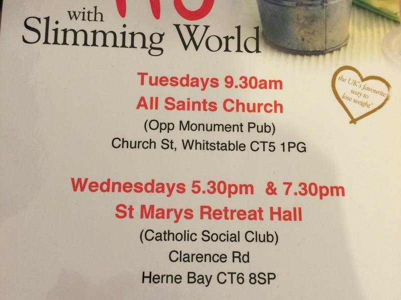 Slimming World Whitstable Tuesday 9.30am amp Herne Bay Wednesday 5.30pm amp 7.30pm