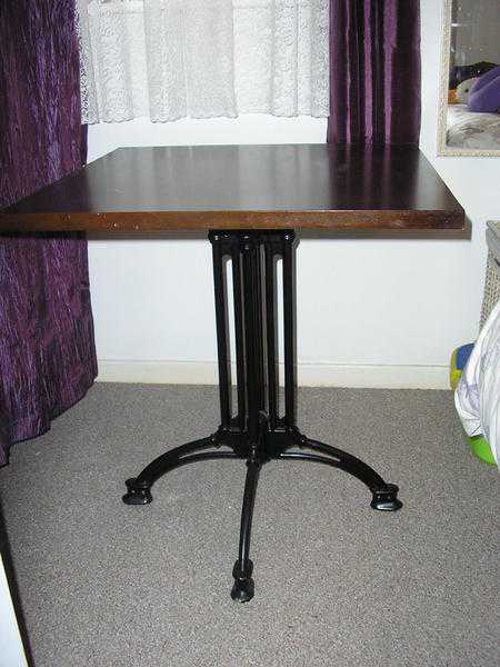 SMALL CAFEBISTRO DINING TABLE SQUARE WITH BLACK IRON LEGS UNUSUAL DESIGN  IDEAL SMALL HOME