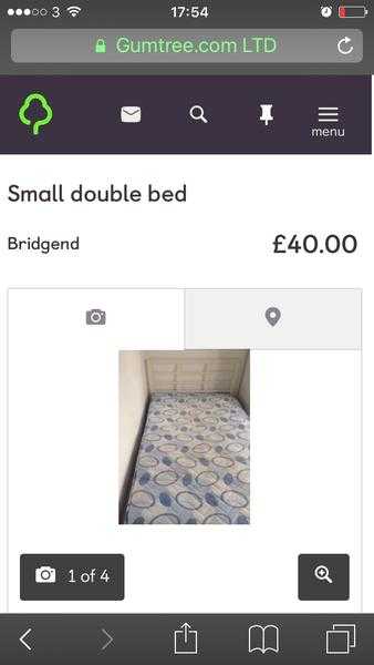 Small double bed and mattress