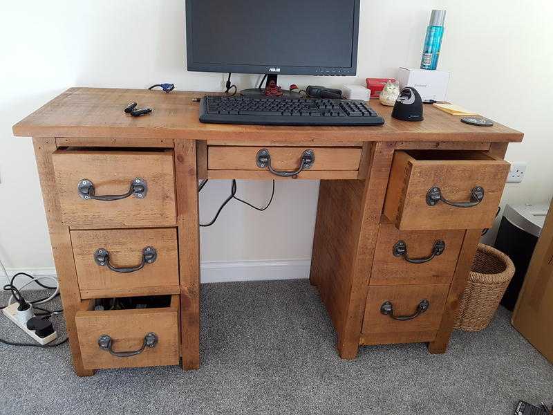 Small driftwood pedestal desk