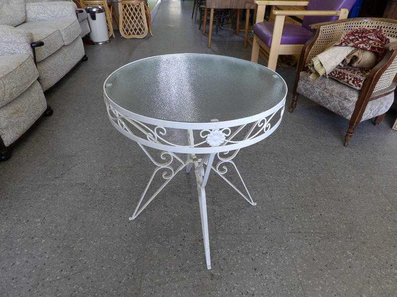 Small garden  conservatory table with glass top