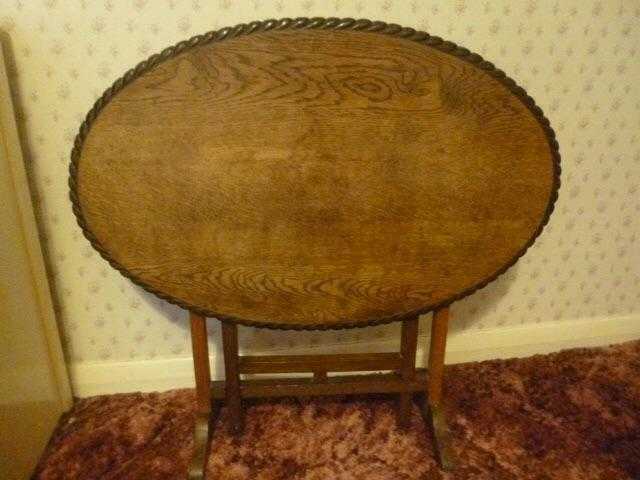 Small oak oval folding table