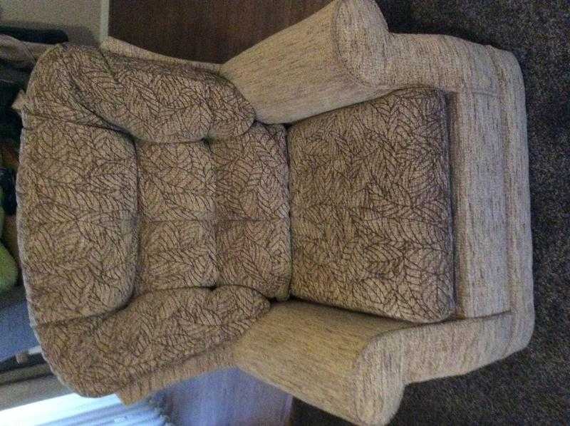 Small three seater sofa with one matching arm chair, two tone brown, suit small room