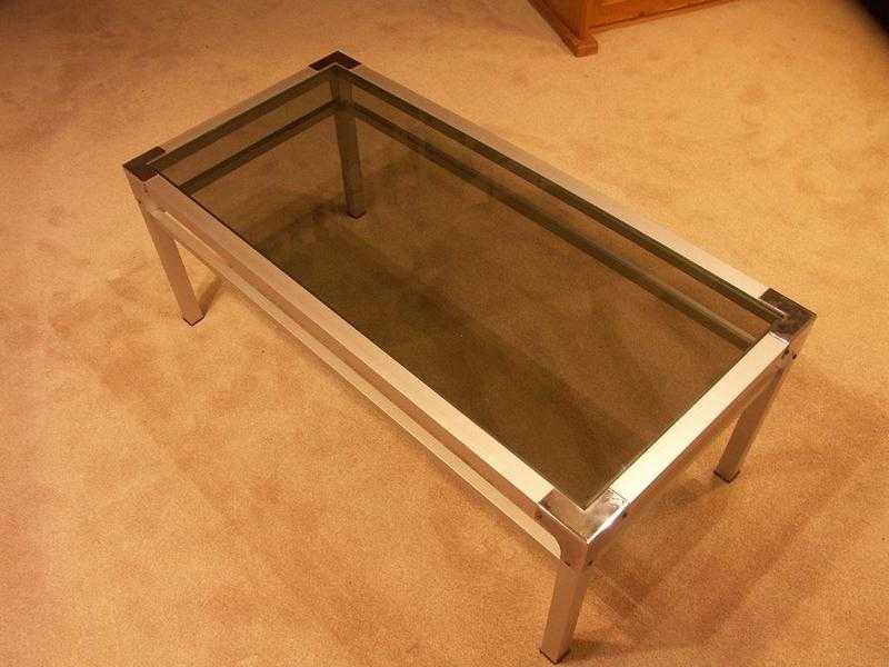 SMOKED GLASS amp ALLUMINUM COFFEE TABLE