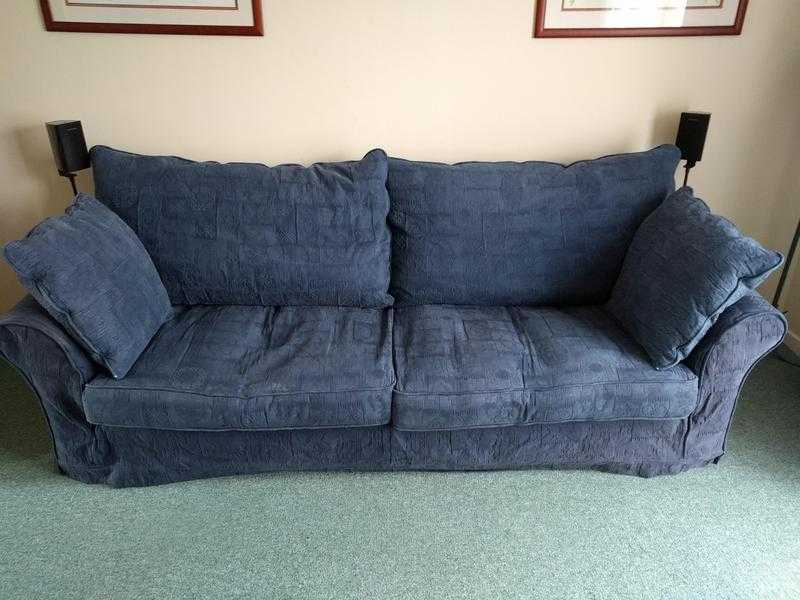 Sofa 3 seater plus armchair blue fabric