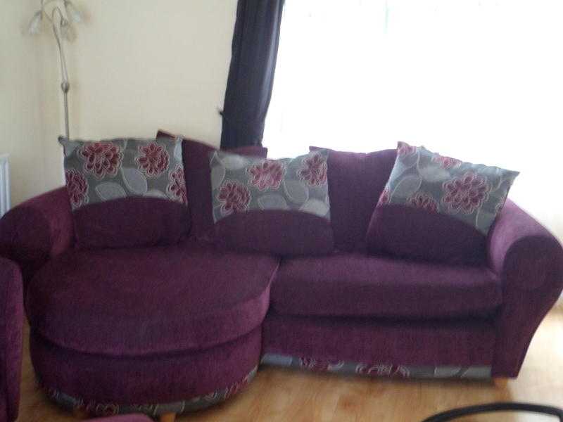 Sofa, armchair, swivel chair and footstool