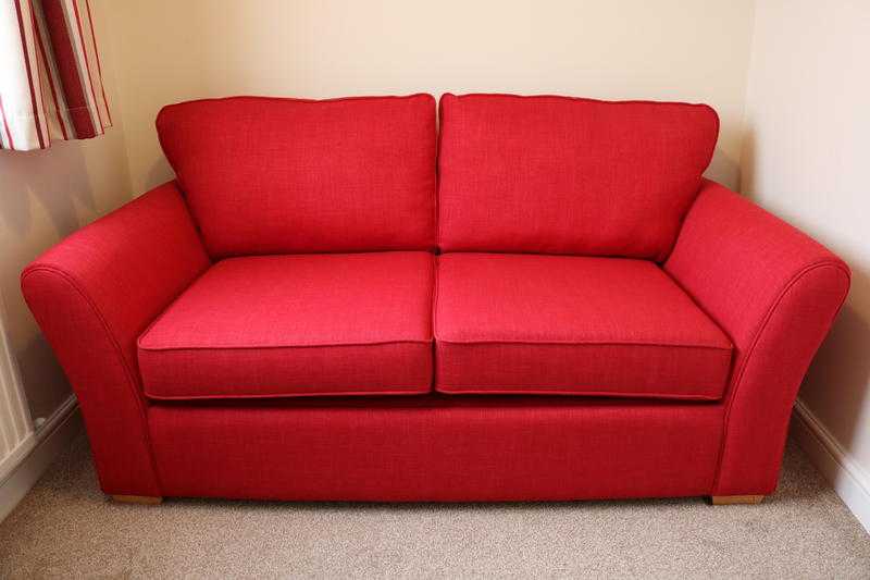 Sofa Bed - 2 Seater. Red Fabric. Immaculate condition.