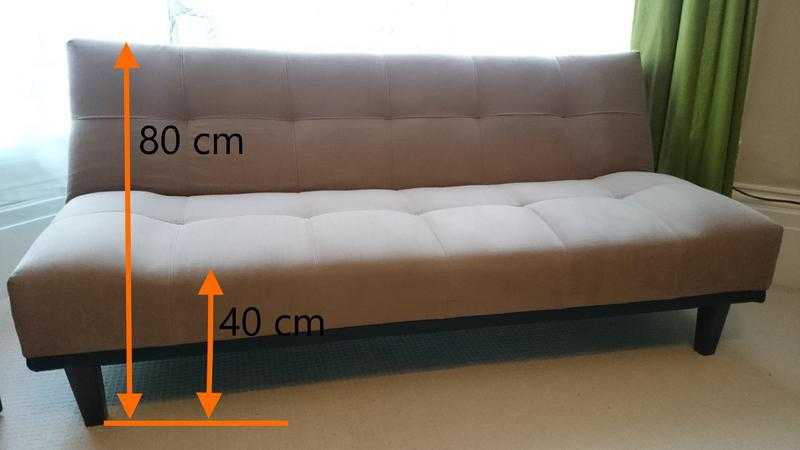 SOFA BED for sale. 3 Seater Clic Clac Sofa Bed (mocha brown) with rock-solid new wooden legs