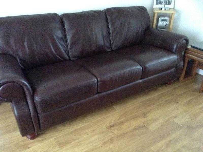 sofa three seater with two arm chairs brown leather excellent condition excellent price