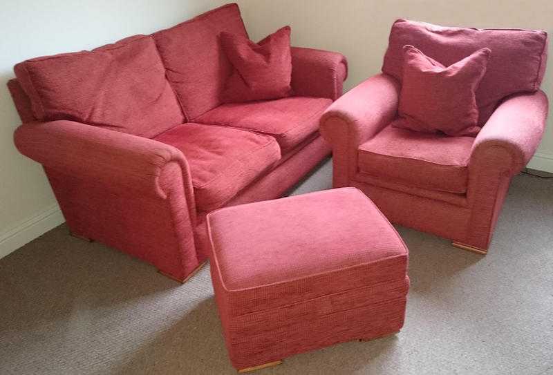 Sofa with 2 armchairs and footstool