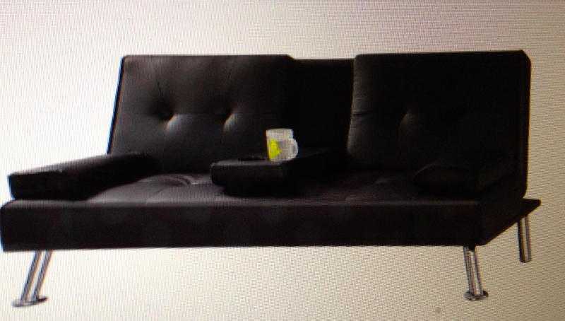 Sofabed black faux leather