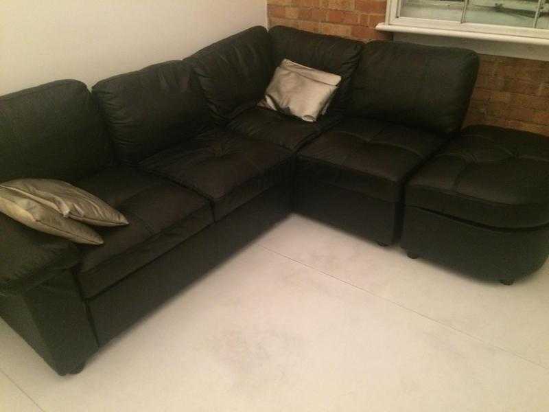 Sofabed Corner in  Leather with  Storage Footstool