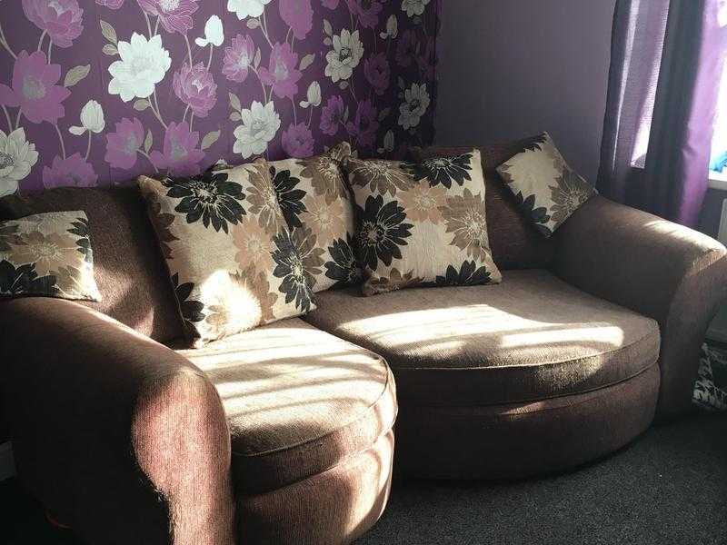 sofas, one snuggle sofa and one 2 seater sofa