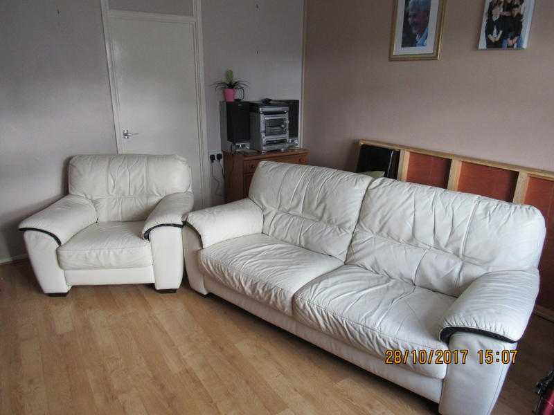 soft leather suite. Sofa  one arm chair