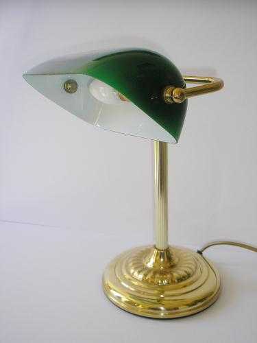 Solid Brass Bank Light with Green glass shade