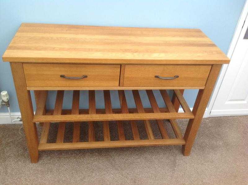 SOLID OAK LARGE 2 DRAWER CONSOLE TABLE