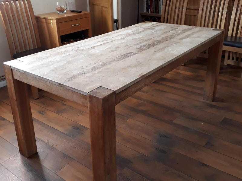 Solid Oak table with marble top