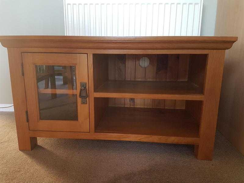 Solid oak TV cabinet and matching bookcase