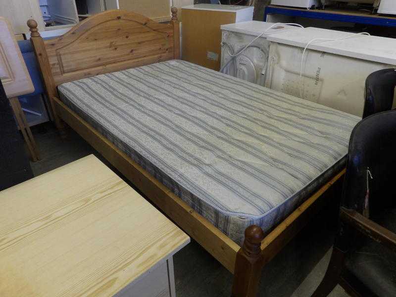 Solid Pine 4ft Double Bed Frame With Free Mattress If Required - Local Delivery Service Available