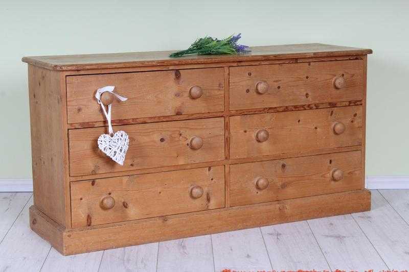 SOLID PINE 6 DRAWER CHEST OF DRAWERS OLD amp RUSTIC LIGHT IN COLOUR - CAN COURIER