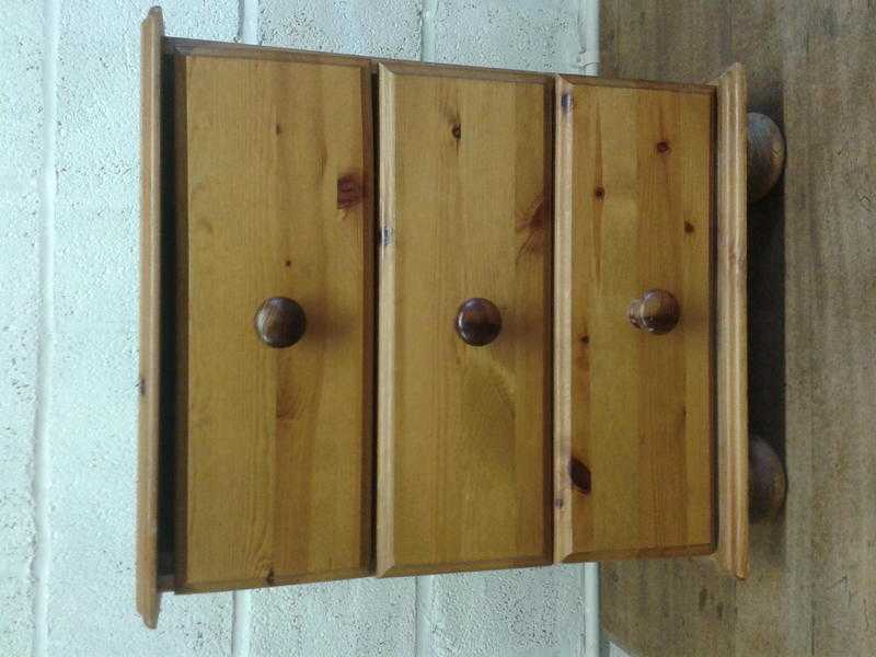 Solid Pine Bedside Table with Three Drawers