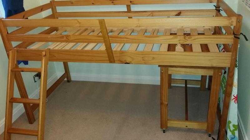 Solid Pine Bunk Bed with Desk Single Size.