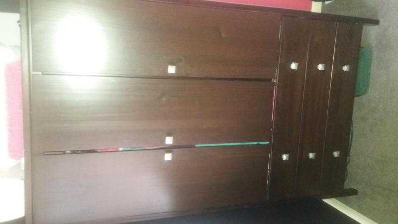 Solid Pine Dark Brown Wardrobe