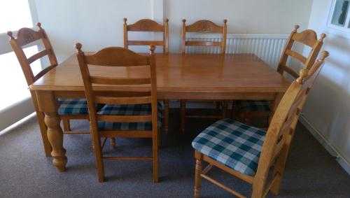 Solid pine dining table and chairs