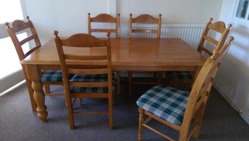 Solid pine dining table and chairs