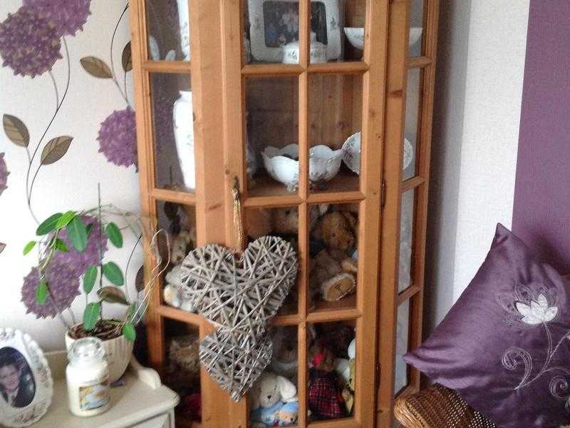 Solid pine display cabinet