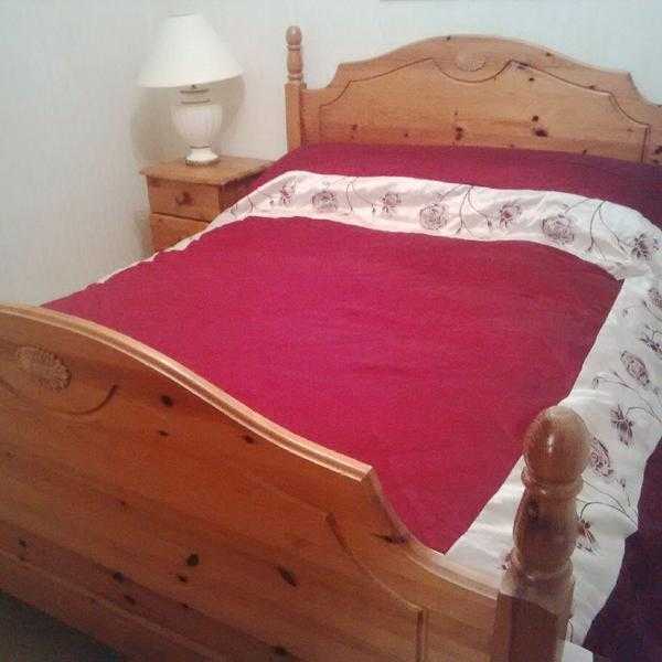Solid Pine Double Bed and Mattress