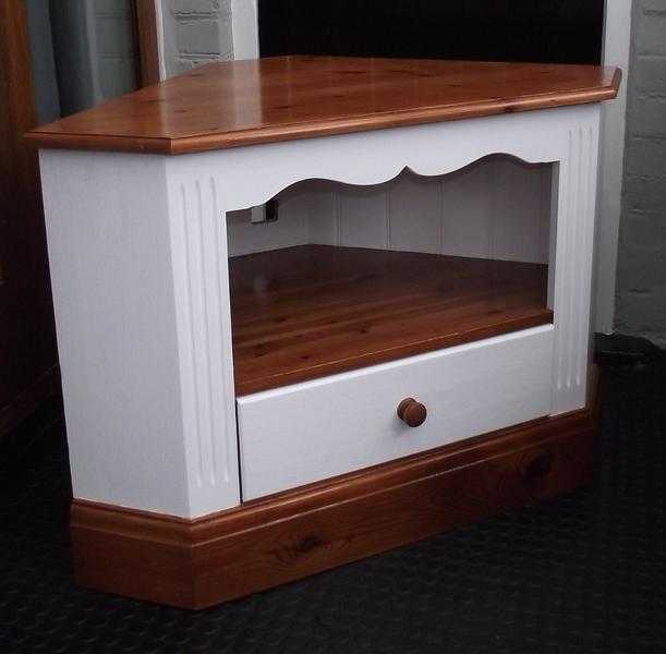 Solid pine farm house style corner tv unit