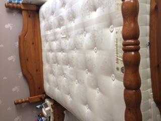 Solid Pine Kings Bed and King Mattress