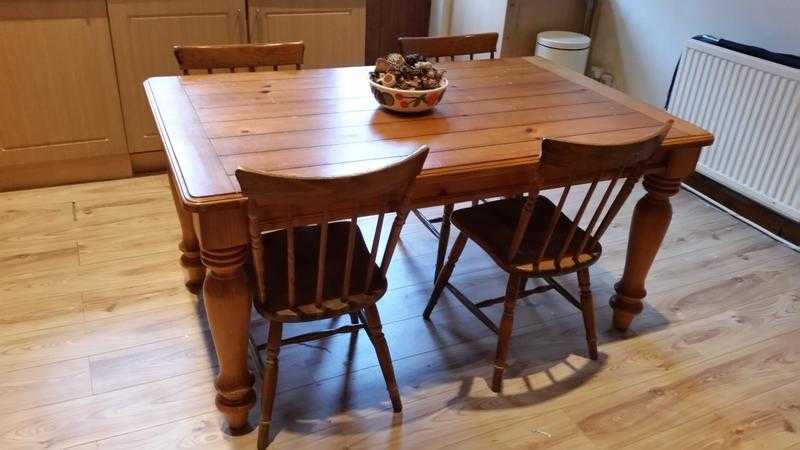 Solid Pine kitchen table and chairs